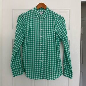 J Crew Factory Green Gingham Button Up